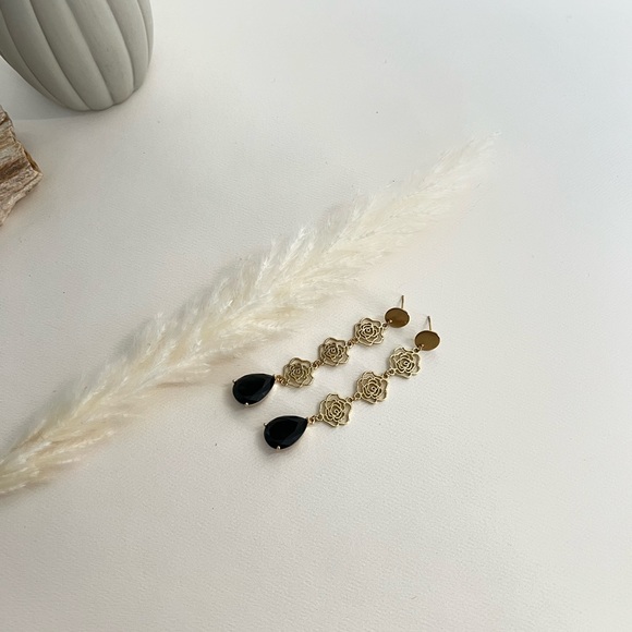 Elegant Floral Statement Earrings- Art Nouveau Rose Wedding Earrings - Picture 10 of 10